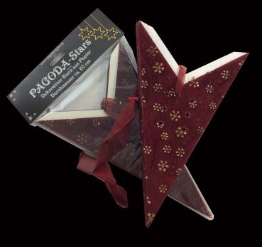 MINORIS  rot/Samt - Faltbarer Leuchtstern, Weihnachtsstern aus Papier mit 7 Zacken, 60 cm